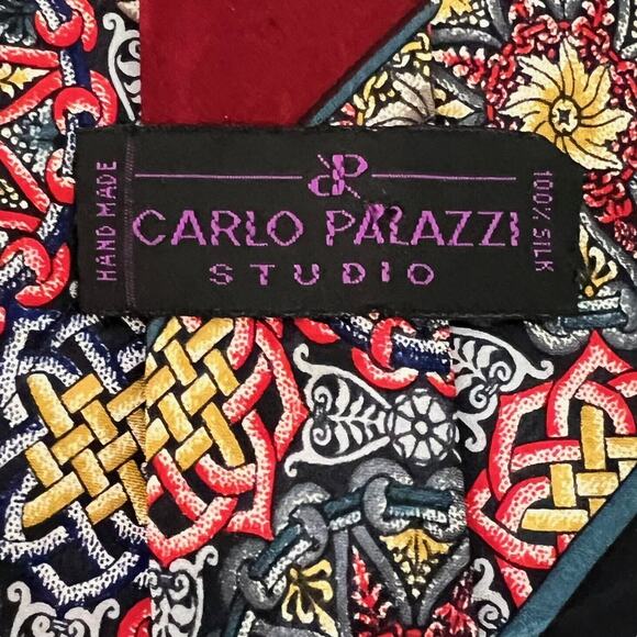 Carlo Palazzi Studio Mens Silk Tie Navy Blue Multicolor Handmade in Korea - Picture 5 of 7